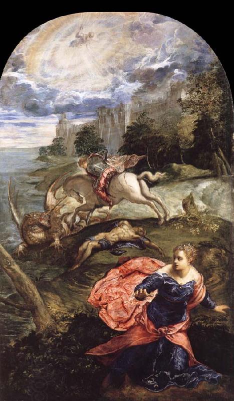 TINTORETTO, Jacopo Saint George,The Princess and the Dragon China oil painting art